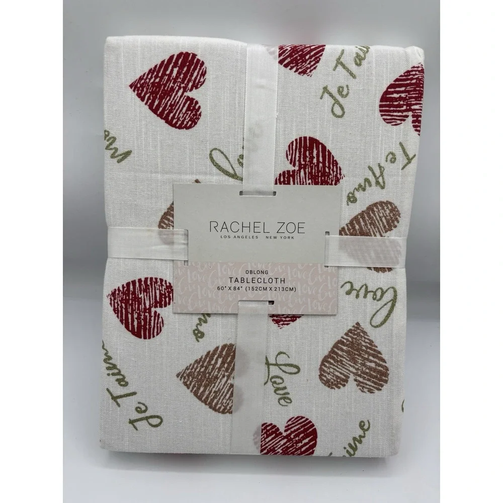 Valentines Day Rachel‎ Zoe Tablecloth Hearts Je Taime Oblong 60